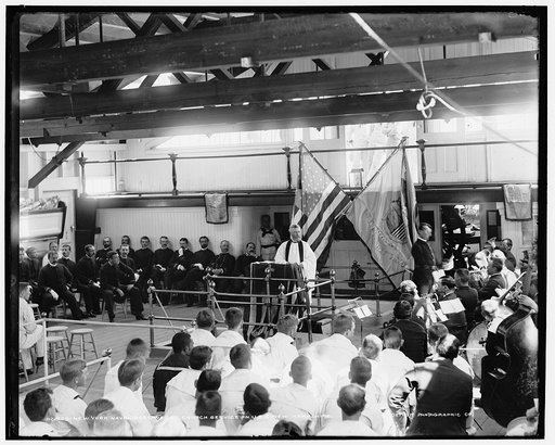 New York Naval Reserves at church service on U.S.S. New Hampshire