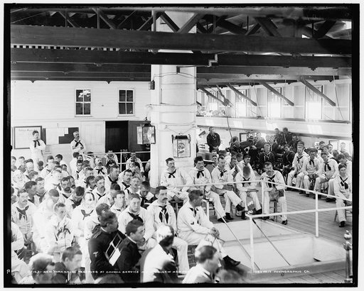 New York Naval Reserves at church service on U.S.S. New Hampshire