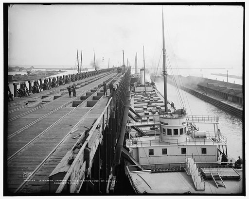 Steamer loading at the South Shore Ry. docks, Marquette, Mich.
