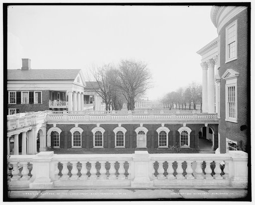 A Glimpse of the lawn from east terrace, U. of Va.