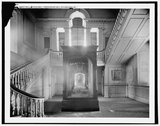 Liberty Bell and stairway, Independence Hall, Philadelphia, Pa.