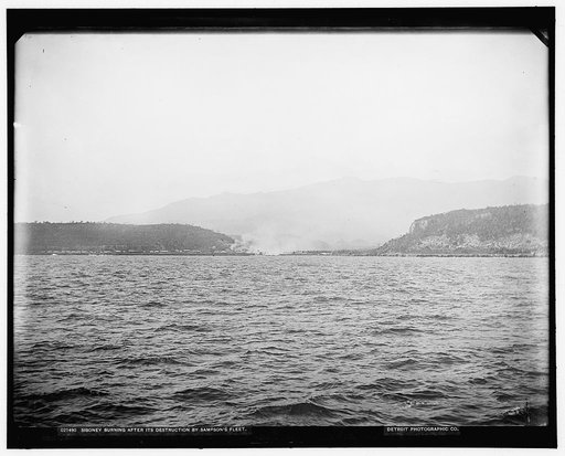 Siboney burning after its destruction by Sampson's fleet