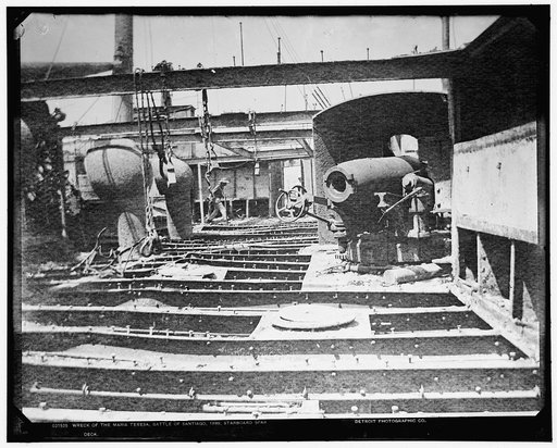 Wreck of the Maria Teresa, Battle of Santiago, 1898, starboard spar deck, 1898