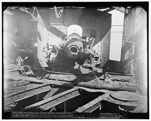 Wreck of the Maria Teresa, Battle of Santiago, 1898, broadside rapid fire guns