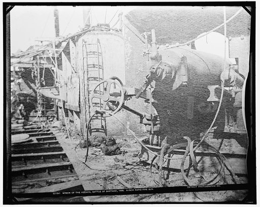 Wreck of the Vizcaya, Battle of Santiago, 6-inch rapid fire gun, 1898