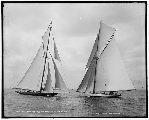 Shamrock II and Columbia maneuvering for the start, Oct. 1, 1901