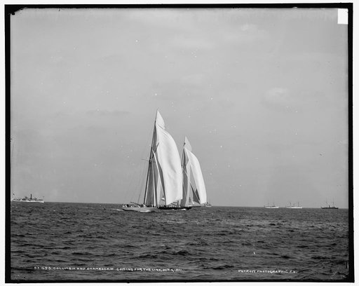 Columbia and Shamrock II coming for the line