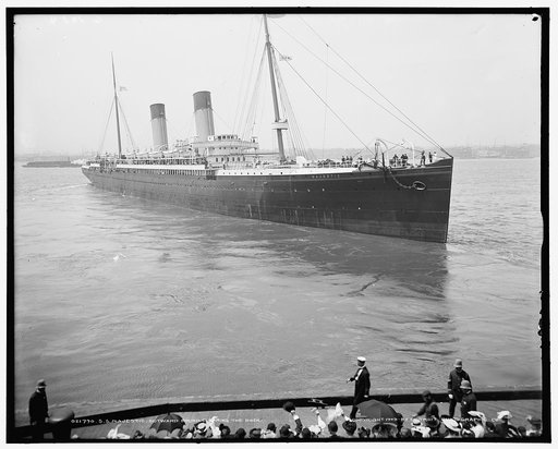 S.S. Majestic, outward bound, clearing the dock