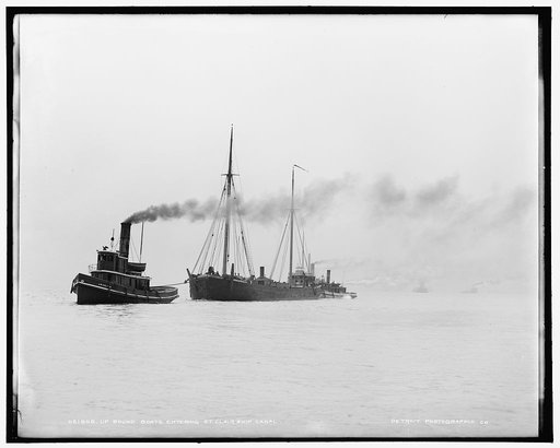 Up bound boats entering St. Clair ship canal