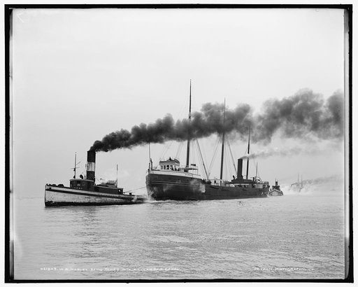 W.B. Morley being towed into St. Clair ship canal