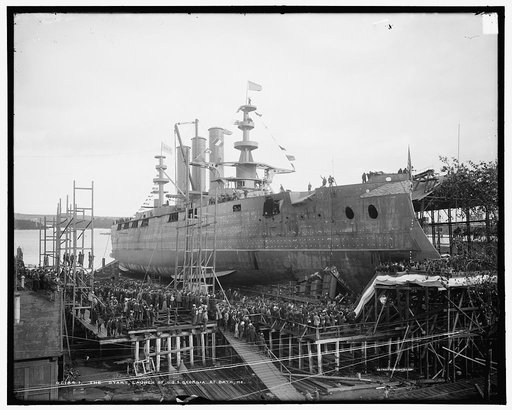 The Start, launch of U.S.S. Georgia at Bath, Me.