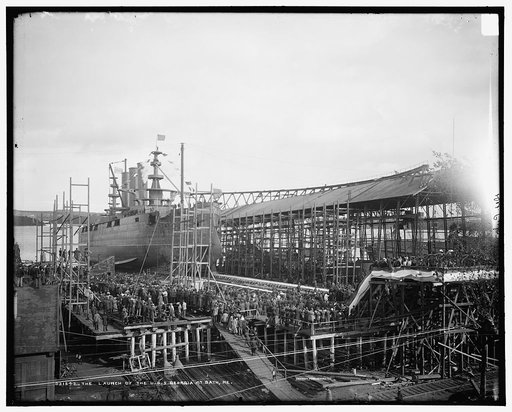 The Launch of the U.S.S. Georgia at Bath, Me.