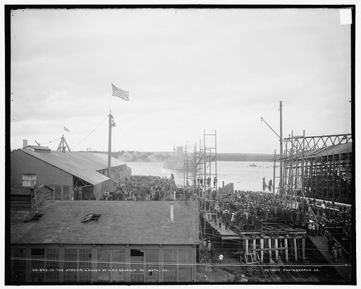In the stream, launch of the U.S.S. Georgia at Bath, Me.