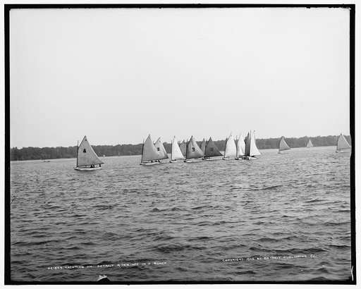 Yachting on Detroit River, off in a bunch