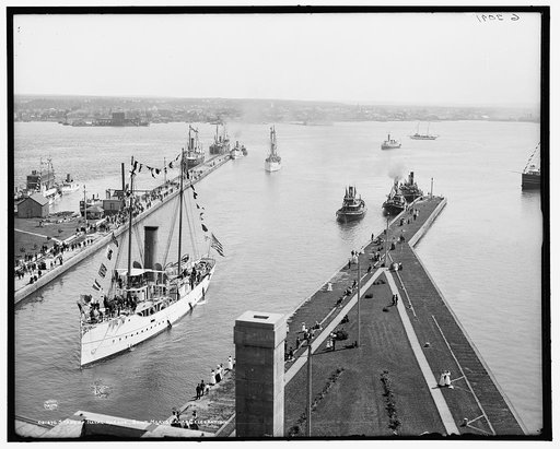 Start of naval parade, Saint Mary's [i.e. Sault Sainte Marie] Canal celebration