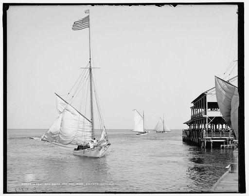 A Few sailboats off the pier, Atlantic City, N.J.