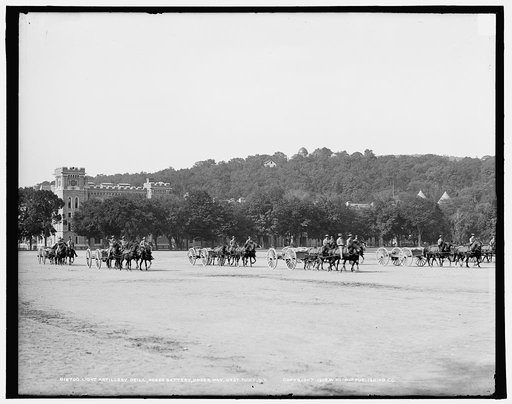 Light artillery drill, Horse Battery, under way, [United States Military Academy], West Point, N.Y.