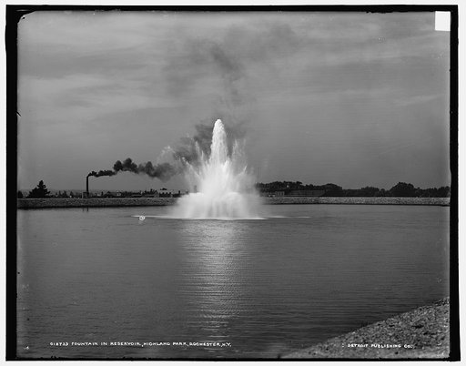 Fountain in reservoir, Highland Park, Rochester, N.Y.