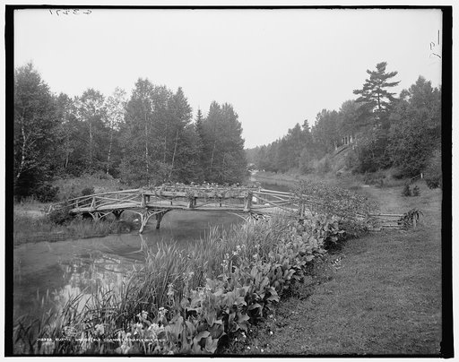 Rustic bridge, old channel, Charlevoix, Mich.