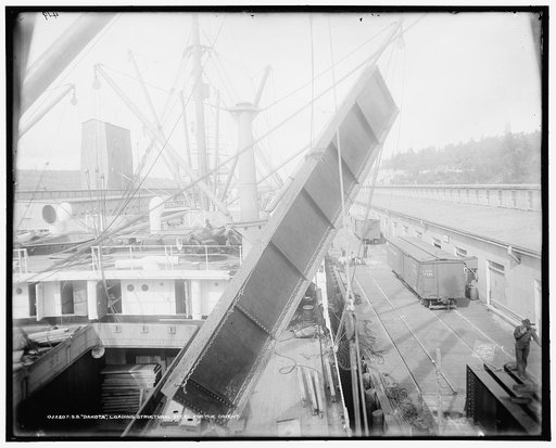 S.S. Dakota, loading structural steel for the Orient
