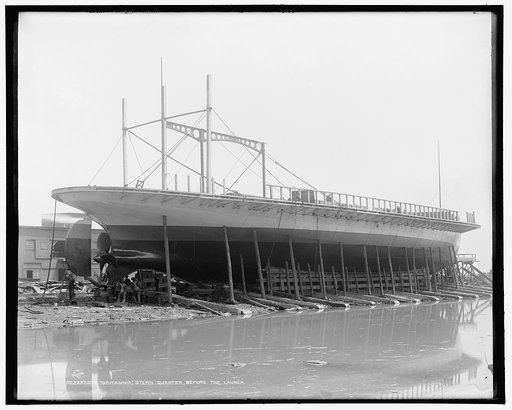 Britannia, stern quarter before the launch