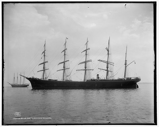 Sailing ship R.C. Rickmers, broadside