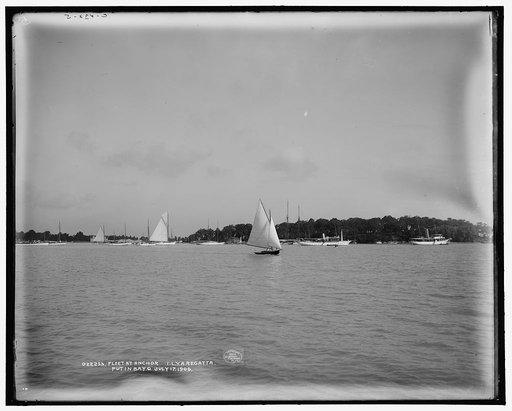 Fleet at anchor, I.L.Y.A. [Inter-Lake Yachting Association] regatta, Put-in-Bay, O[hio], July 17, 1906