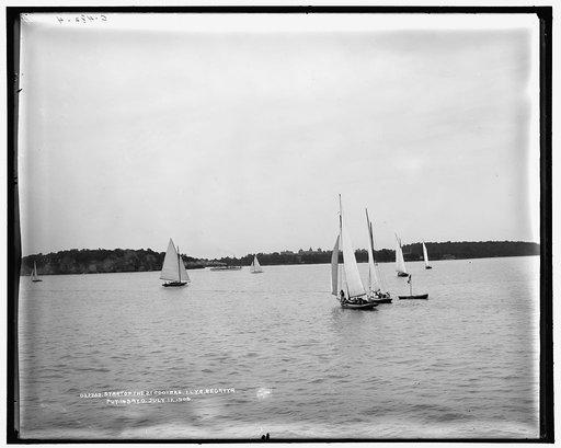 Start of the 21-footers, I.L.Y.A. [Inter-Lake Yachting Association] regatta, Put-in-Bay, O[hio