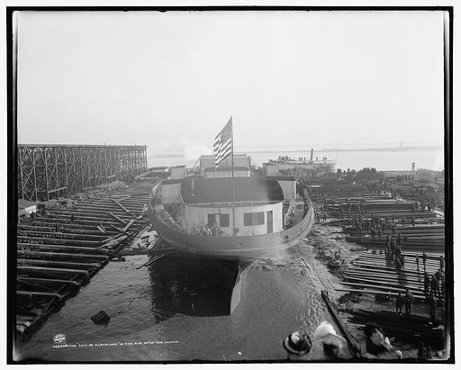 The City of Cleveland in the slip after the launch