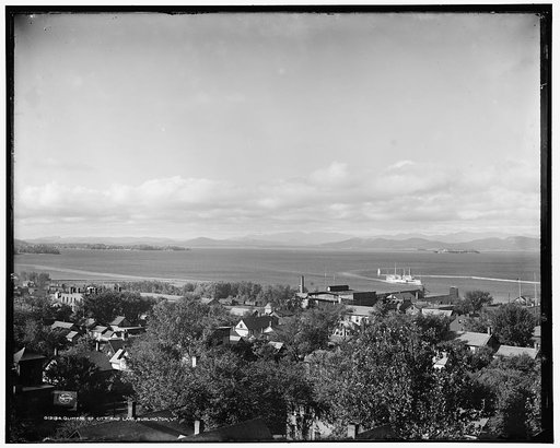Glimpse of city and lake, Burlington, Vt.