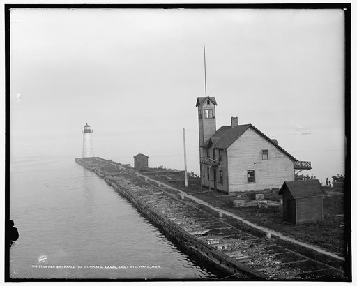 Entrance to St. Mary's Canal, Sault Ste. Marie, Mich.