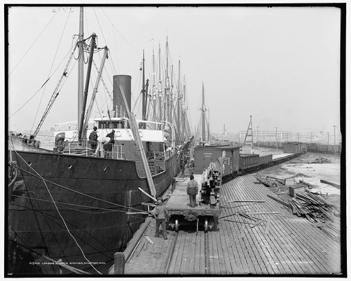 Loading lumber steamer, Gulfport, Miss.
