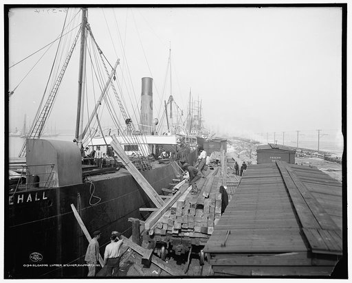 Loading lumber steamer, Gulfport, Miss.
