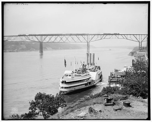 Passing over and under Poughkeepsie bridge, Poughkeepsie, N.Y.
