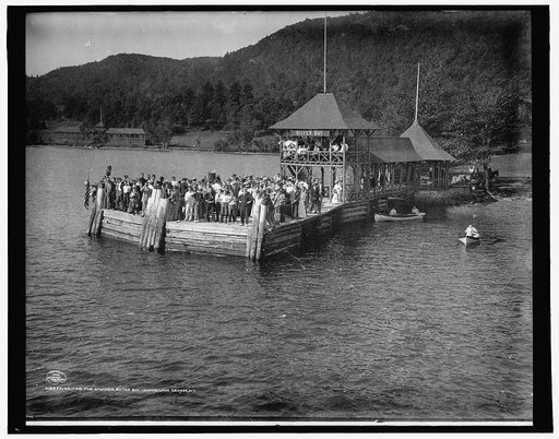 Waiting for steamer, Silver Bay landing, Lake George, N.Y.