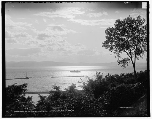 Moonlight on Lake Champlain from Battery Park, Burlington, Vt.