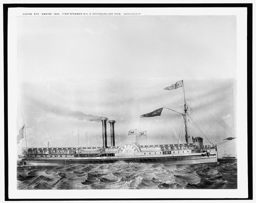 Str. Empire, 1844, first steamer in U.S. exceeding 1000 tons, 260 x 36 x 15 ft.