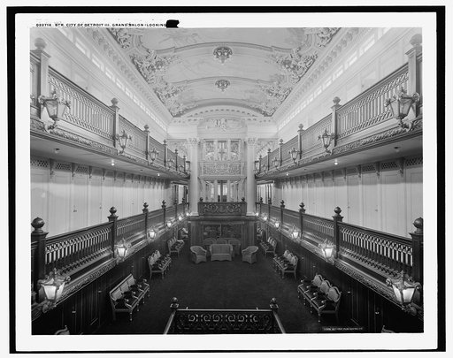 Str. City of Detroit III, grand salon, looking aft