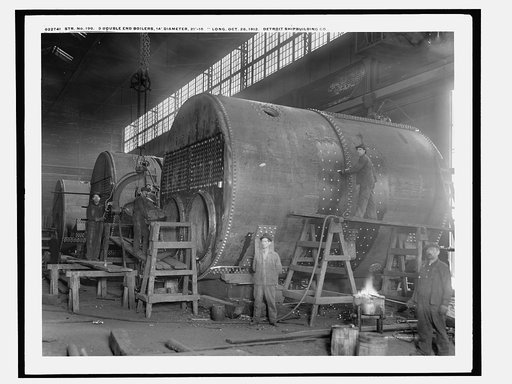 Str. no. 190, 3 double end boilers, 14' diameter, 21'-10" long, Detroit Shipbuilding Co.