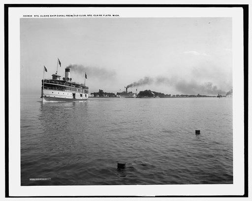 Ste. Claire [sic] ship canal from club, Ste. Claire [sic] Flats, Mich.