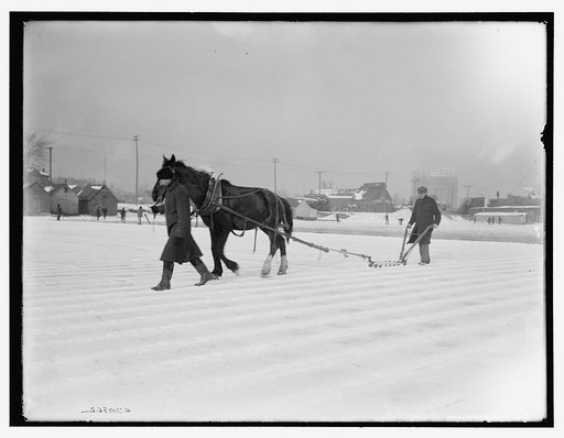 Ice harvesting, plowing