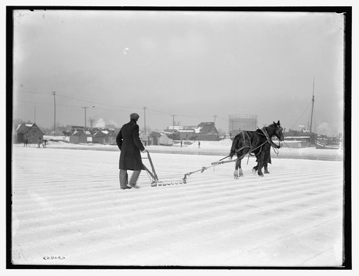 Ice harvesting, plowing