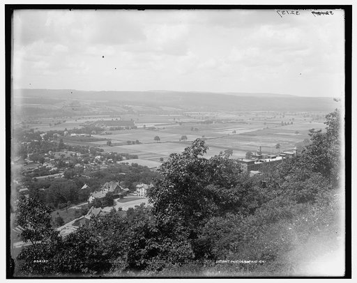 Dansville, New York. View over the village with Jackson Sanatorium at right