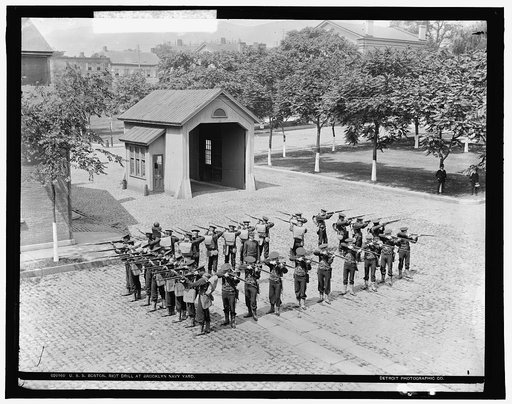 U.S.S. Boston, riot drill at Brooklyn Navy Yard