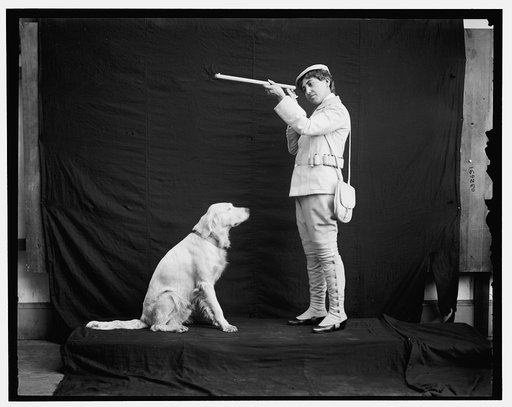 Billy and his mistress in hunting poses