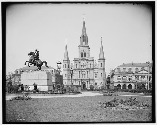 St. Louis Cathedral and Jackson Monument, New Orleans, Louisiana