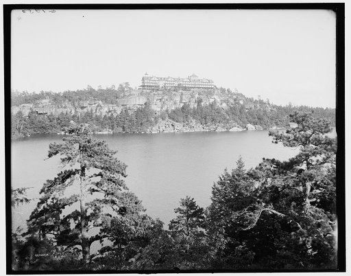Cliff House from across the lake, Lake Minnewaska, N.Y.