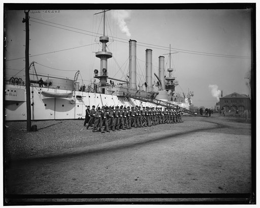 U.S.S. Brooklyn, Marine guard company drill by sections