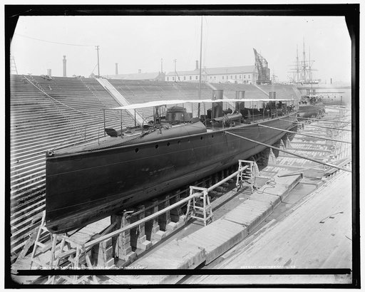 U.S.S. Ericsson in dry dock, Brooklyn Navy Yard