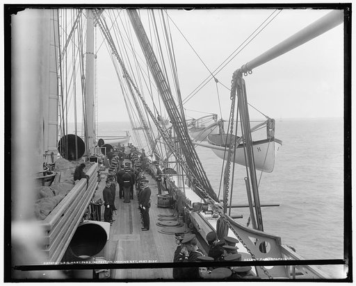 U.S.S. Hartford, inspection, looking aft., port side